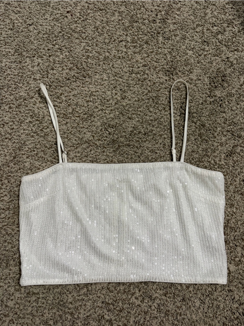 12th Tribe Soirée White Sequin Crop Top